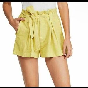 NWOT Free People Everywhere You Go Paperbag Belted Shorts Starfruit